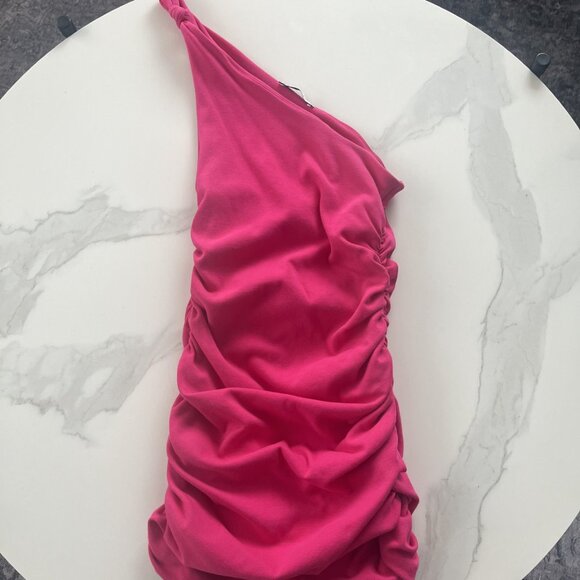 Zara Pink One Shoulder Mini Dress - Picture 2 of 4